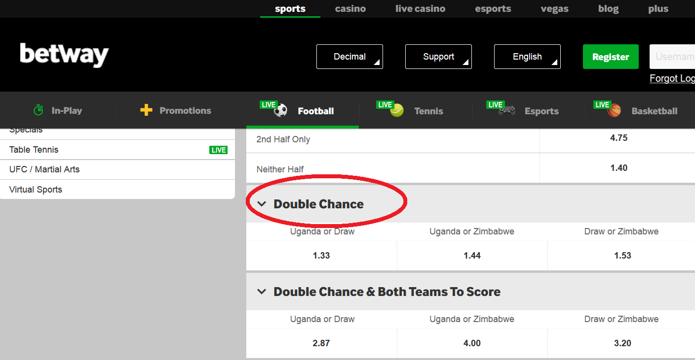 double chance betting rules on baseball